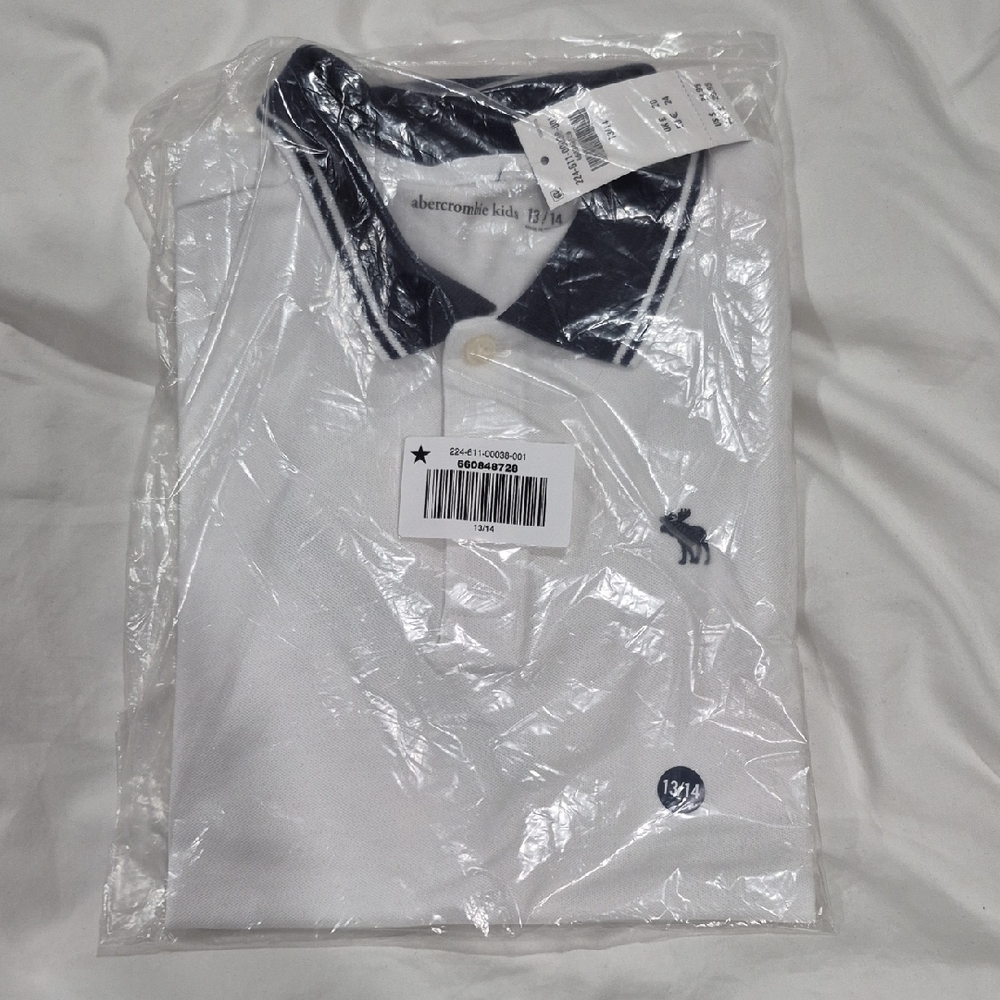 Abercrombie Kids White and Navy Polo Shirt
